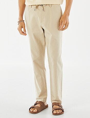 Pantalon chino droit en lin mélangé