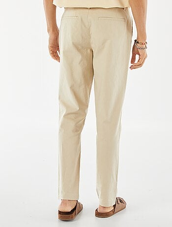 Pantalon chino droit en lin mélangé