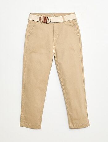 Pantalon chino en twill avec ceinture - 2 pièces