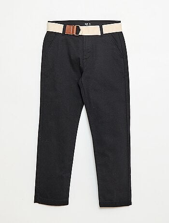 Pantalon chino en twill avec ceinture - 2 pièces