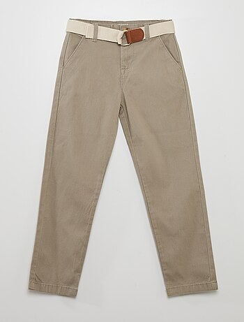 Pantalon chino en twill + ceinture