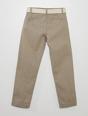Pantalon chino en twill + ceinture