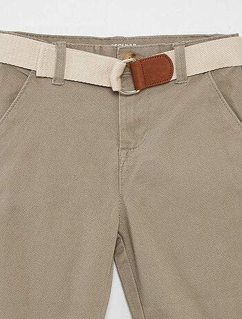 Pantalon chino en twill + ceinture