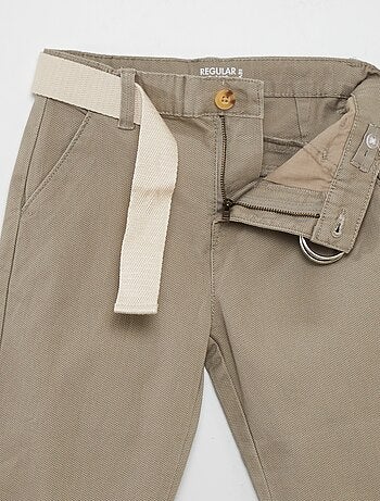 Pantalon chino en twill + ceinture