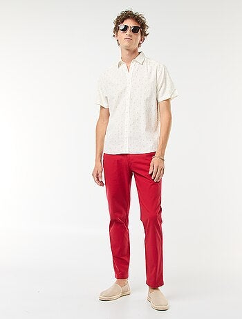 Pantalon chino en twill de coton stretch uni