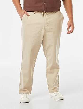 Pantalon chino regular en lin mélangé