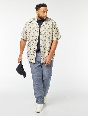 Pantalon chino regular en lin mélangé