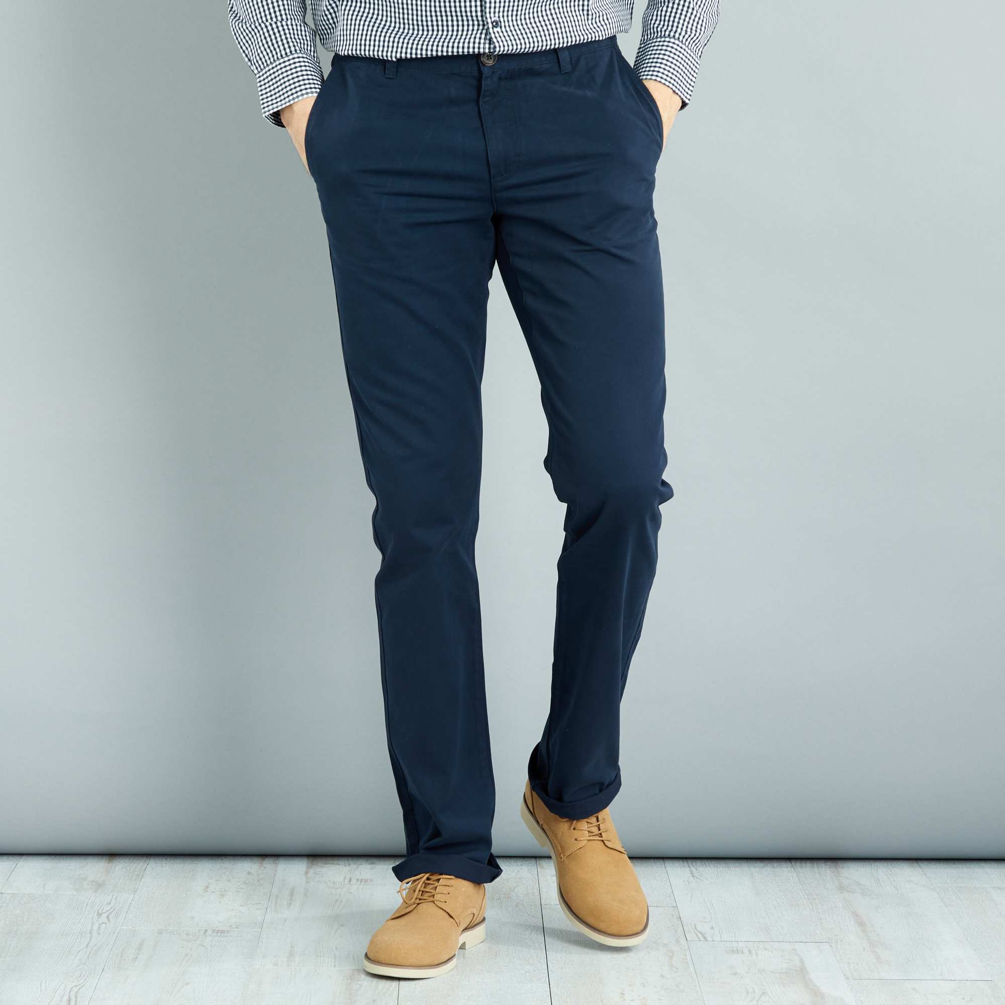 Pantalon chino regular L38 +1m90 Homme - bleu marine ...