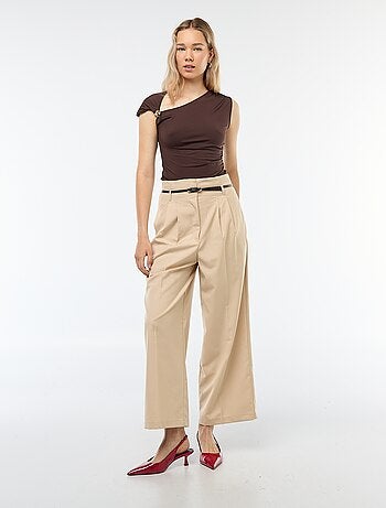 Pantalon city coupe large avec fine ceinture