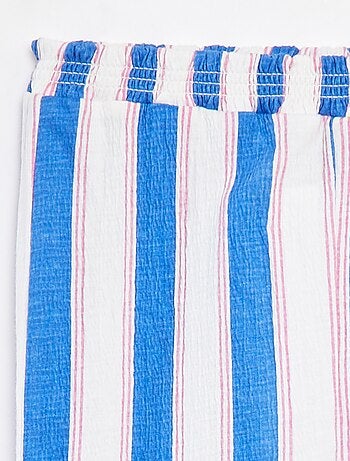Pantalon coupe paperbag à motif rayé