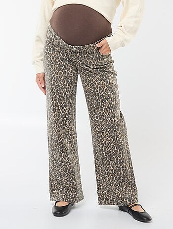 Pantalon de maternité wide leg imprimé léopard
