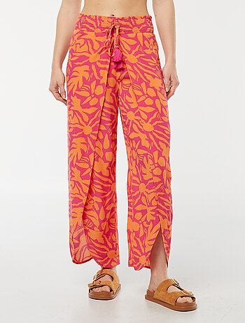 Pantalon de plage imprimé feuillage