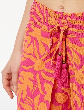 Pantalon de plage imprimé feuillage