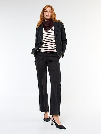 Pantalon de tailleur uni coupe droite