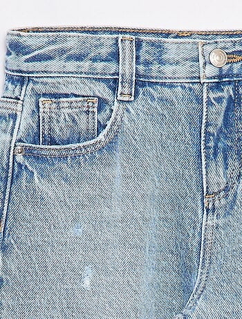 Pantalon denim mom avec abrasions