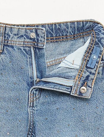 Pantalon denim mom fit avec strass