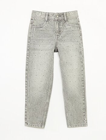 Pantalon denim mom fit avec strass