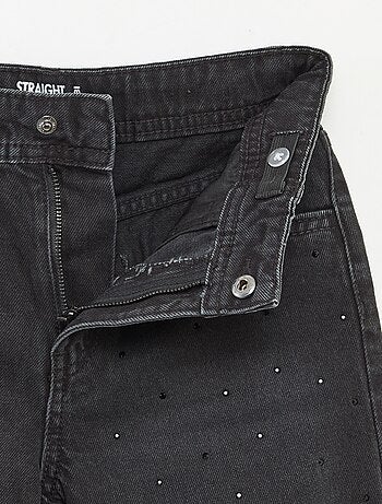 Pantalon denim mom fit avec strass
