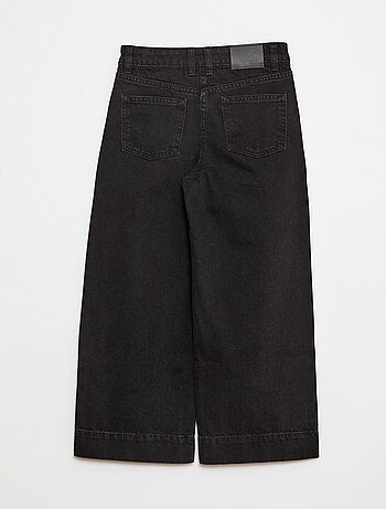 Pantalon denim wide effet plissé