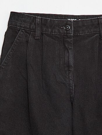 Pantalon denim wide effet plissé