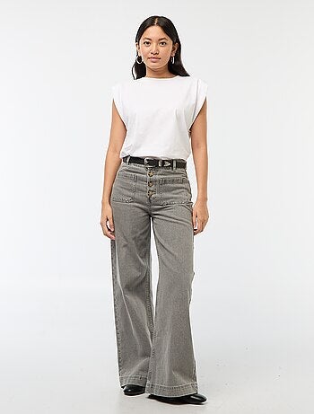 Pantalon denim wide uni
