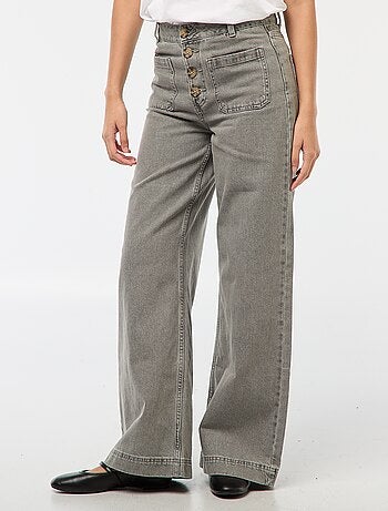 Pantalon denim wide uni