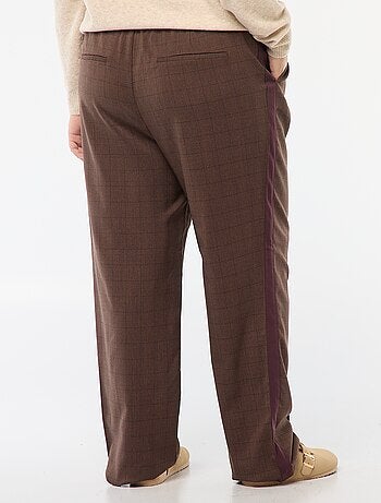 Pantalon droit à carreaux avec bande sur les côtés