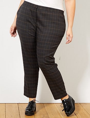 Pantalon droit à carreaux - Kiabi