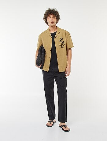 Pantalon droit à ceinture élastiquée