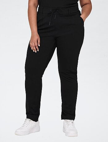 Pantalon droit avec taille élastiquée avec ceinture intégrée et 2 poches