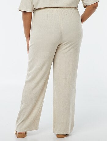 Pantalon droit avec taille élastiquée + liens