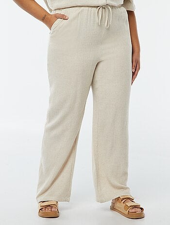 Pantalon droit avec taille élastiquée + liens