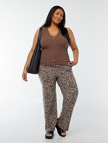 Pantalon droit avec taille élastiquée + liens