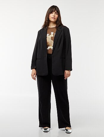 Pantalon droit avec taille élastiquée + liens