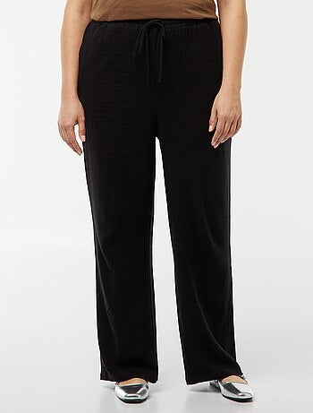 Pantalon droit avec taille élastiquée + liens