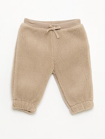 Pantalon droit effet moutonné uni
