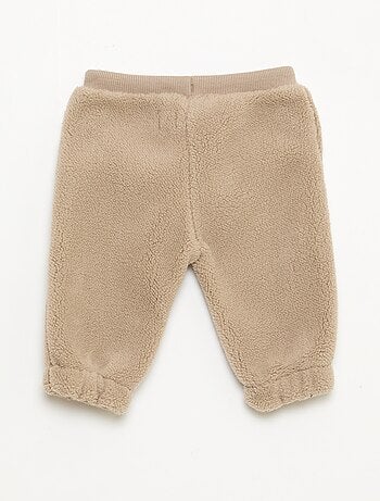 Pantalon droit effet moutonné uni
