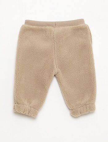 Pantalon droit effet moutonné uni