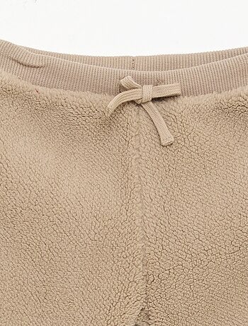 Pantalon droit effet moutonné uni