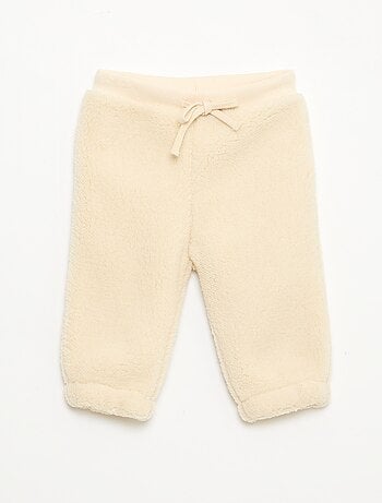 Pantalon droit effet moutonné uni
