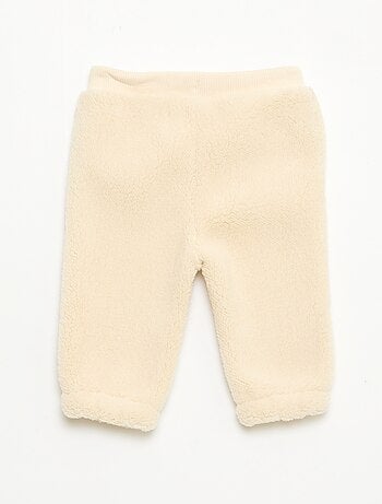 Pantalon droit effet moutonné uni