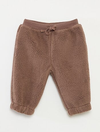 Pantalon droit effet moutonné uni