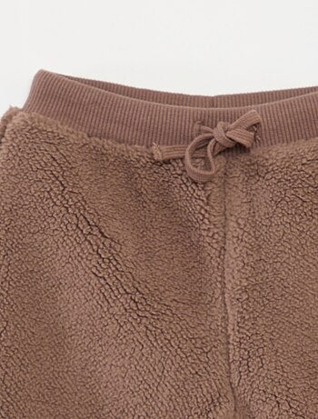 Pantalon droit effet moutonné uni