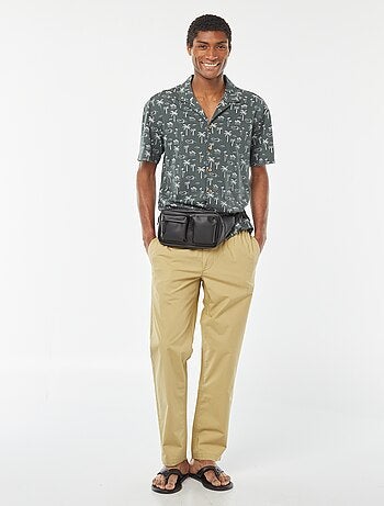 Pantalon droit en popeline craquante