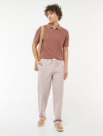 Pantalon en lin mélangé coupe droite