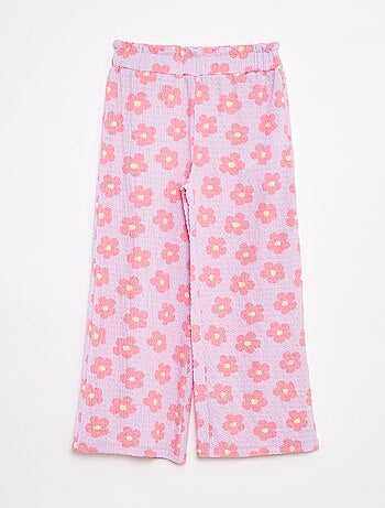 Pantalon en maille gaufrée avec motifs