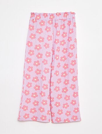 Pantalon en maille gaufrée avec motifs