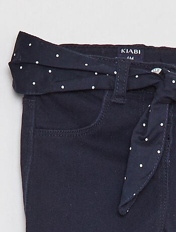 Pantalon en twill avec ceinture en voile de coton