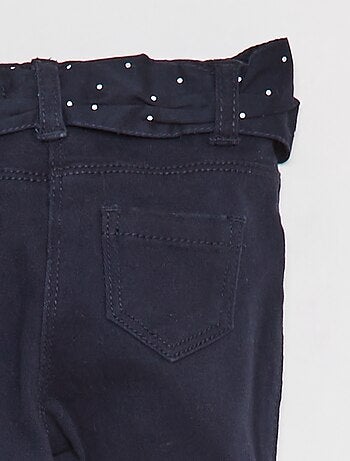 Pantalon en twill avec ceinture en voile de coton