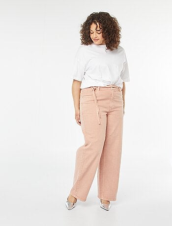 Pantalon en twill avec fine ceinture à nouer
